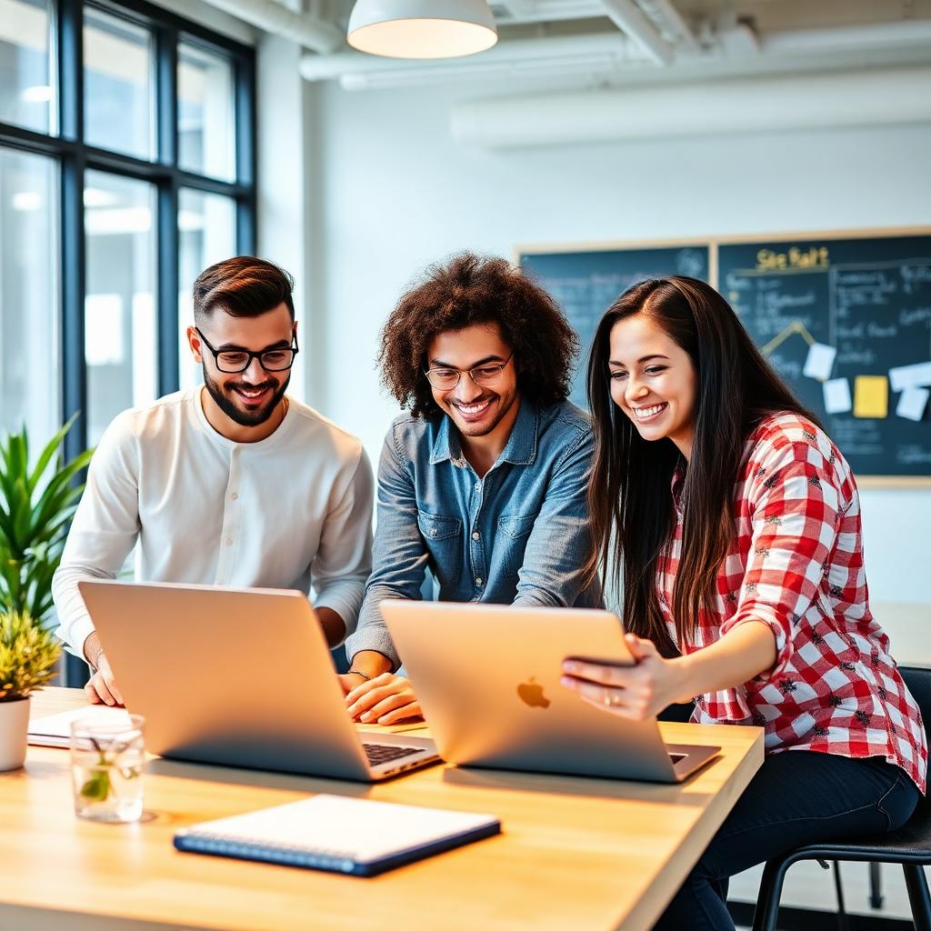 Startup founders working together